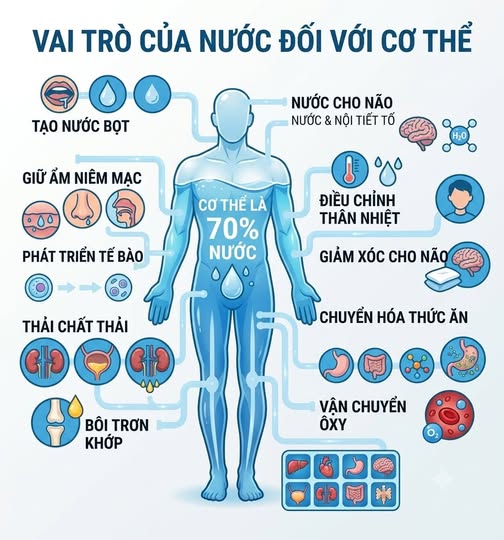 BẠN ĐÃ CẤP NƯỚC “ĐÚNG CÁCH” CHO 70% CƠ THỂ MÌNH CHƯA?